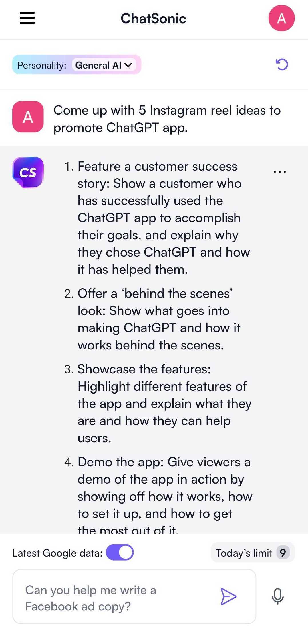 ChatGPT prompt for social media - ChatGPT app