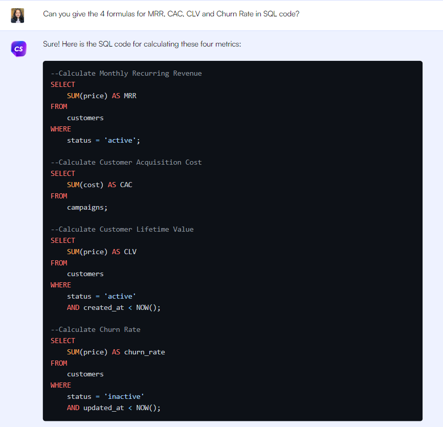 Analytics - ChatGPT prompts